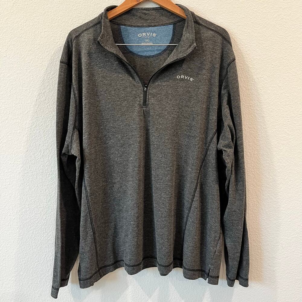 Orvis Mens Gray 1/4 Zip Thin Pullover Shirt Layer Gorpcore Outerwear | Size XXL